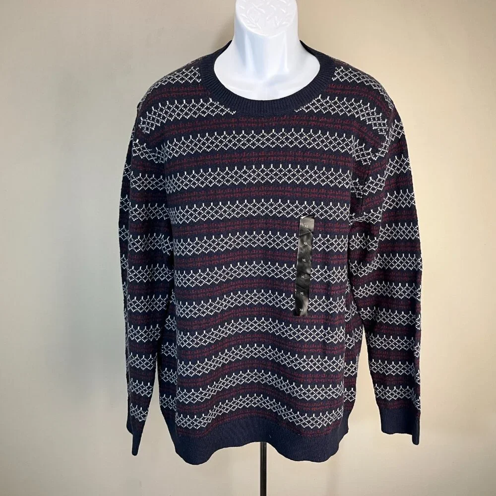 NWT Banana Republic Men’s Wool Blend Fair Isle Crewneck Sweater XL NEW